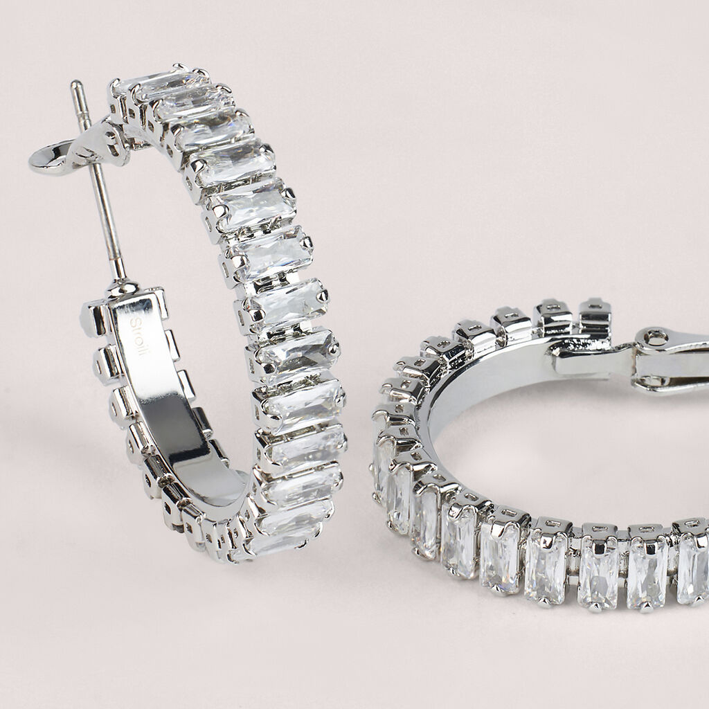Orecchini A Cerchio Romantic Shine Metallo Cristallo - Orecchini a Cerchio Donna | Stroili