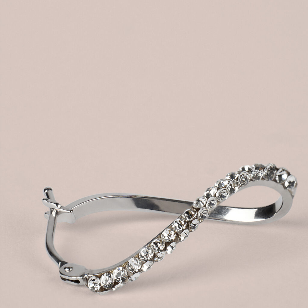 Orecchini A Cerchio Toujours Oro Bianco Cristallo - Orecchini a Cerchio Donna | Stroili