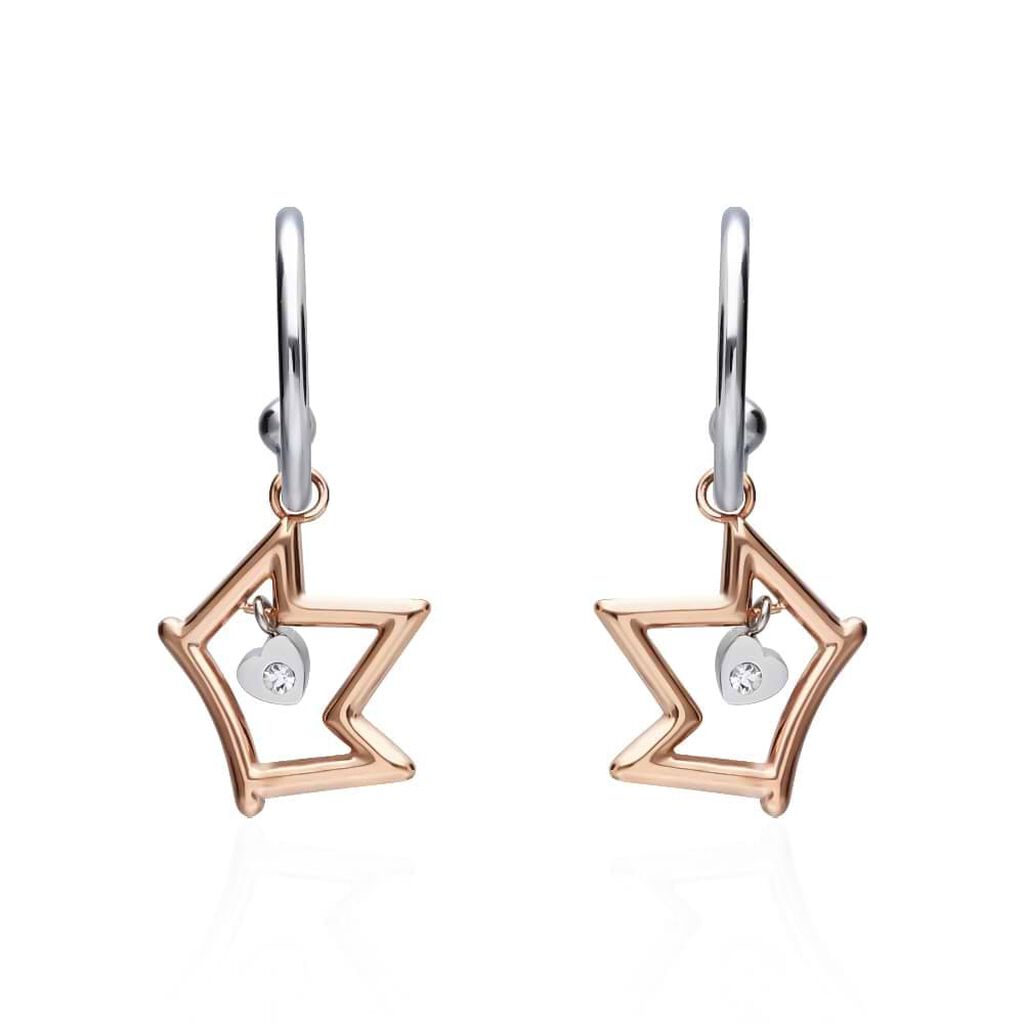 Orecchini a cerchio Lady Chic Acciaio Bicolore Corona e Cristalli