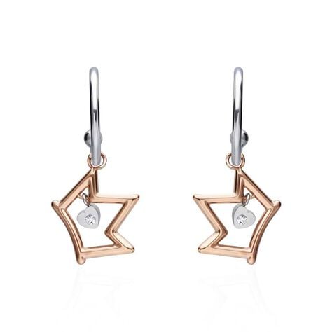 Orecchini a cerchio Lady Chic Acciaio Bicolore Corona e Cristalli - Orecchini a Cerchio Donna | Stroili