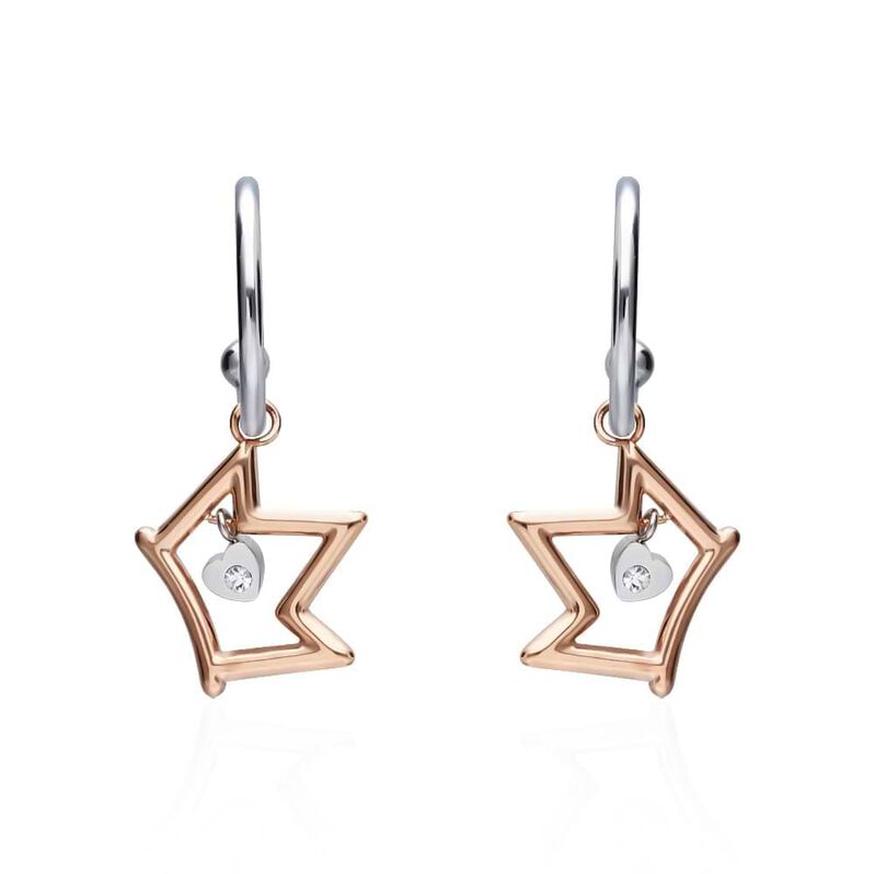 Orecchini a cerchio Lady Chic Acciaio Bicolore Corona e Cristalli - Orecchini a Cerchio Donna | Stroili