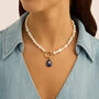 Pendente Radiance Acciaio Dorato Lapislazzuli Cubic Zirconia