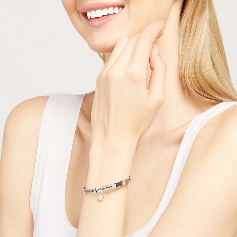 Bangle Lady Message Acciaio Cristallo - Bracciali Rigidi Donna | Stroili
