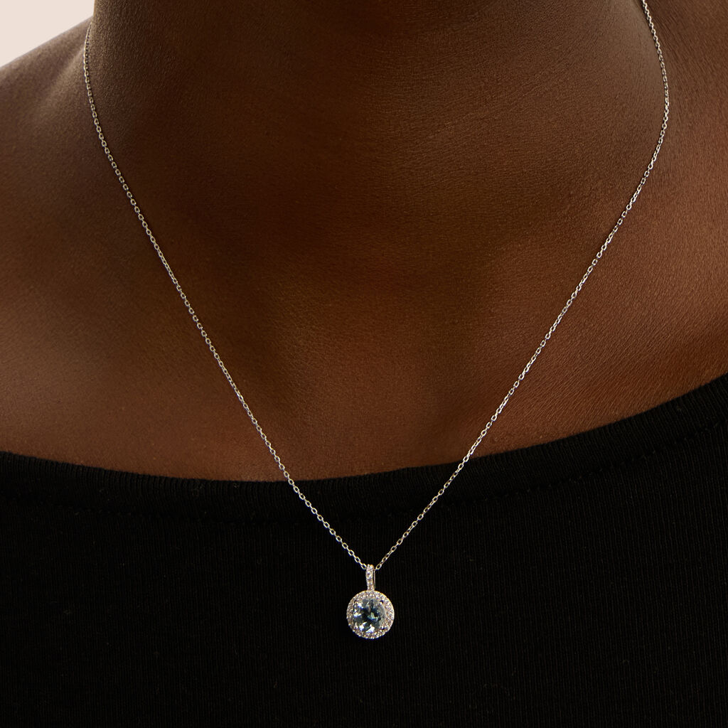 Collana Punto Luce Amélie Oro Bianco Topazio Cubic Zirconia