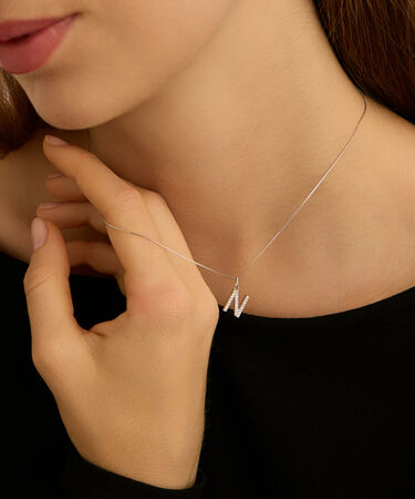 Pendente Po&egrave;me Oro Bianco Cubic Zirconia