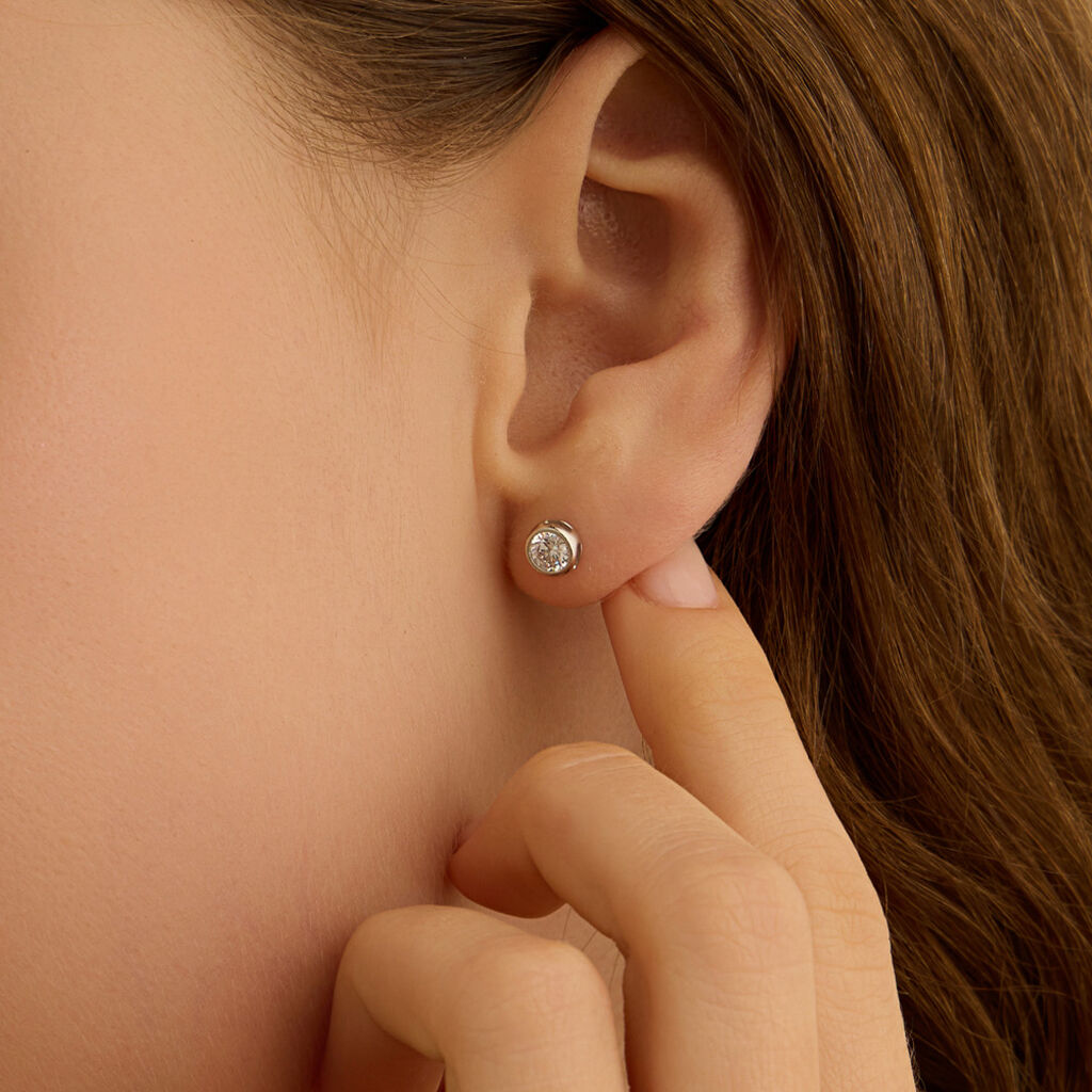 Orecchini Lobo Punto Luce Claire Oro Bianco Cubic Zirconia