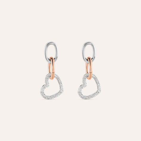 Orecchini Pendenti Aura Acciaio Bicolore Bianco / Rosa Cristallo - Orecchini Pendenti Donna | Stroili