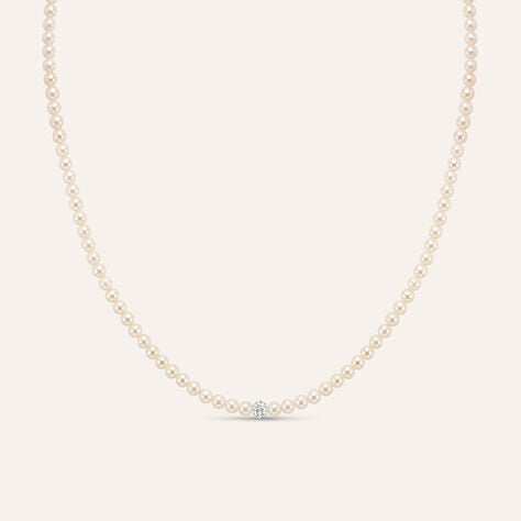 Collana Gabrielle Oro Bianco Perla D'Acqua Dolce Cristallo - Collane Donna | Stroili