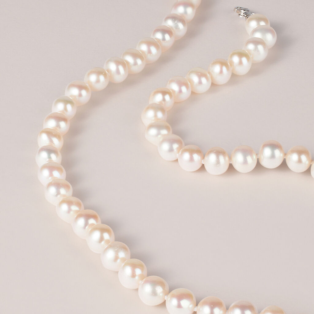 Collana Gabrielle Oro Bianco Perla D'Acqua Dolce