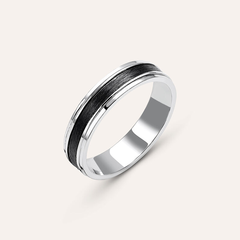 Fede Classica Carbonio 4.5 mm Oro Bianco - Anelli con Incisione Uomo | Stroili