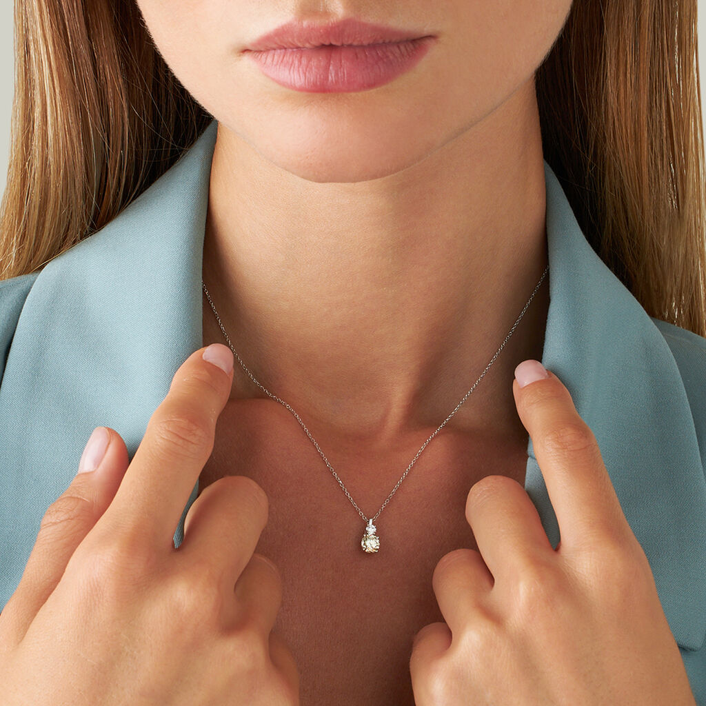 Collana Doppio Punto Luce Diamade Oro Bianco Diamante Lab-Grown