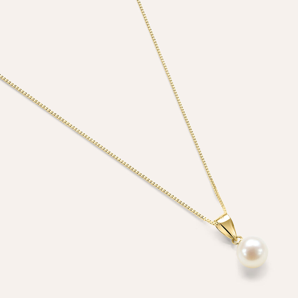 Collana Gabrielle Oro Giallo Perla D'Acqua Dolce