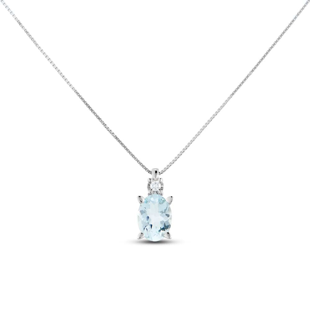 Collana Punto Luce Acquamarina Oro Bianco Acquamarina Diamante 1659997 Stroili