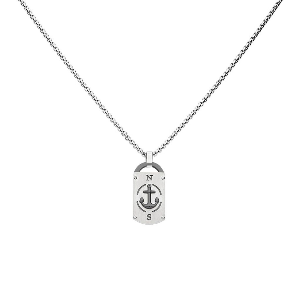 Collana in acciaio con placchetta ancora - Collane Uomo | Stroili
