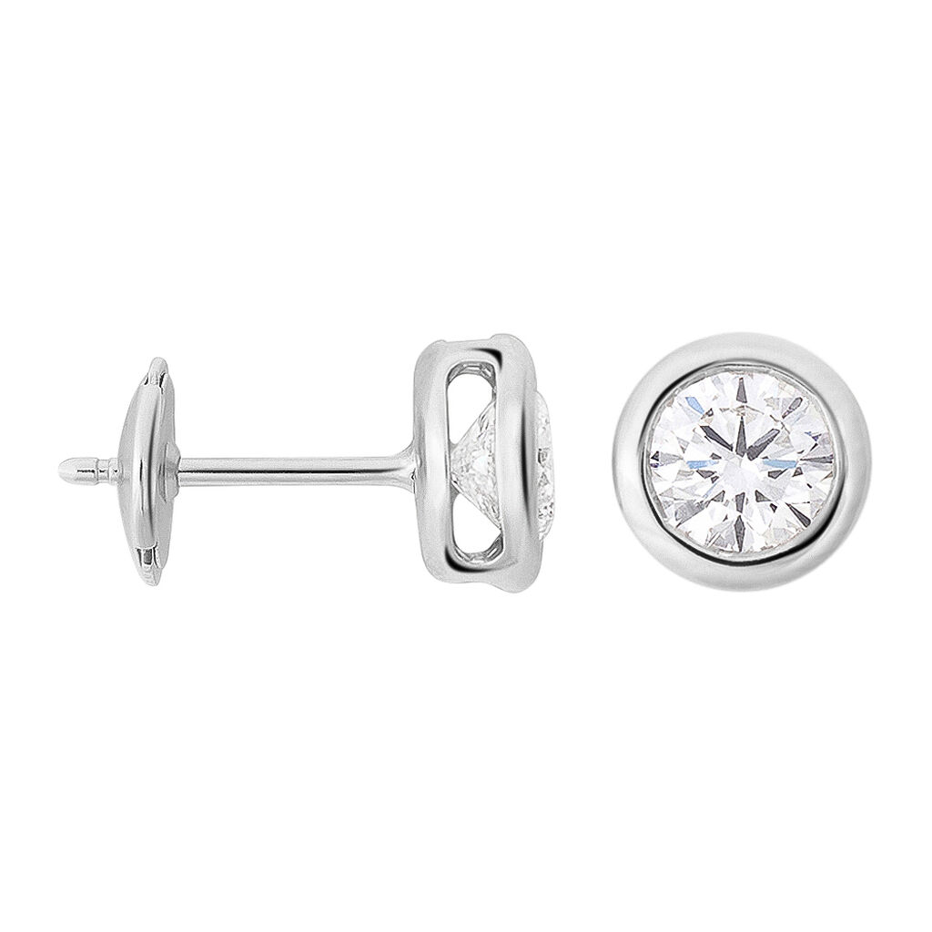 Orecchini Lobo Punto Luce Diamade Oro Bianco Diamante Lab-Grown