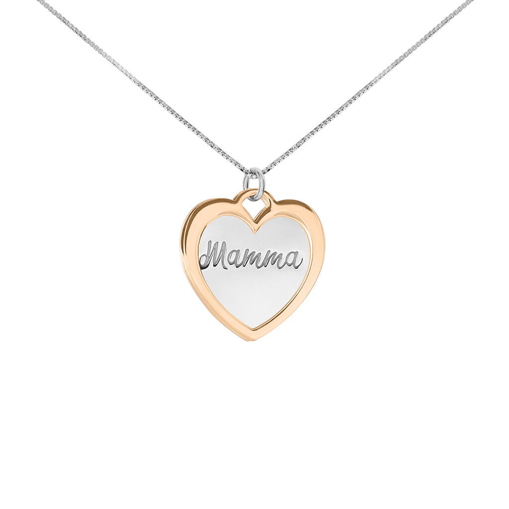 Collana Silver Collection Argento Bicolore Cuore Mamma