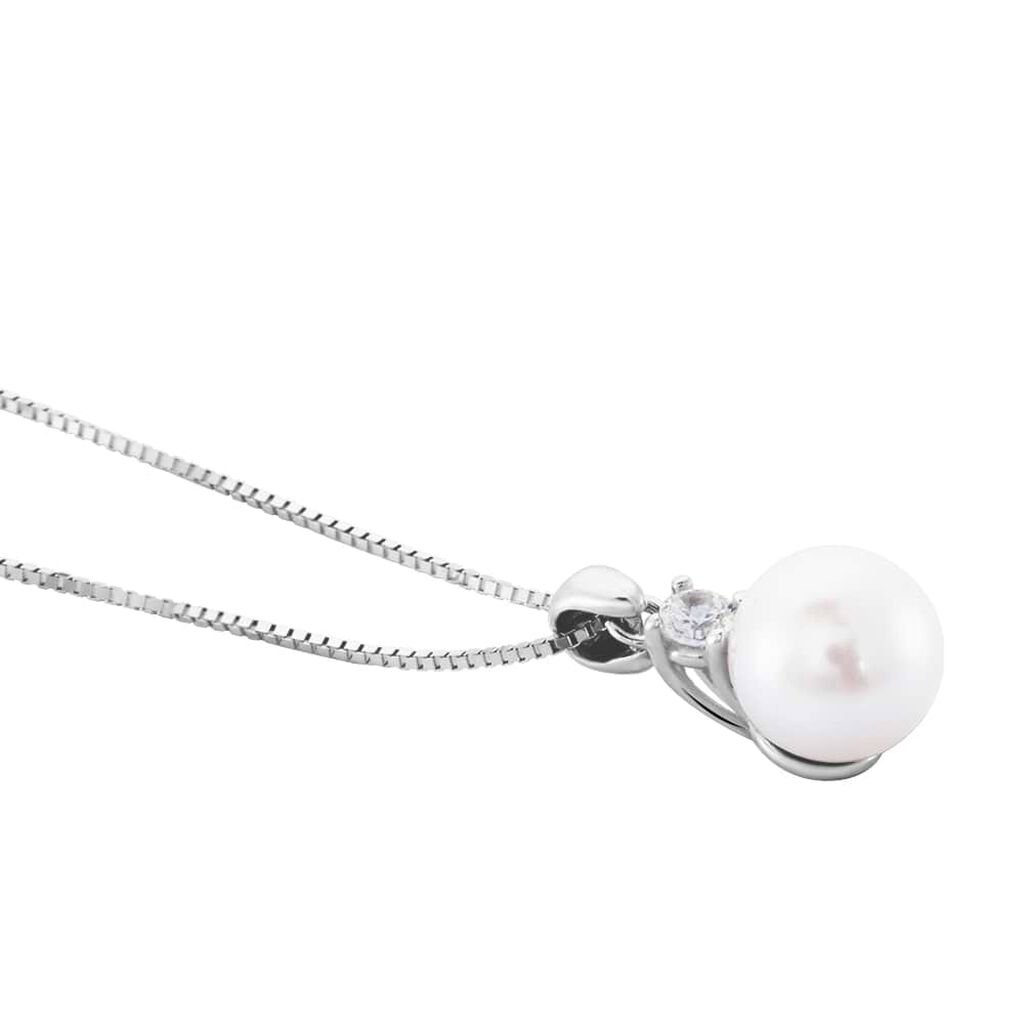 Collana Gabrielle Oro Bianco Perla D'Acqua Dolce Cubic Zirconia - Collane Donna | Stroili