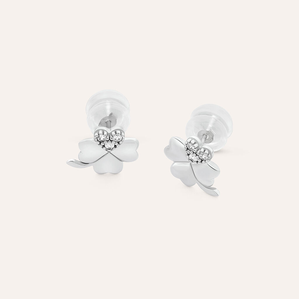 Orecchini Lobo Claire Oro Bianco Cubic Zirconia - Orecchini a Lobo Donna | Stroili