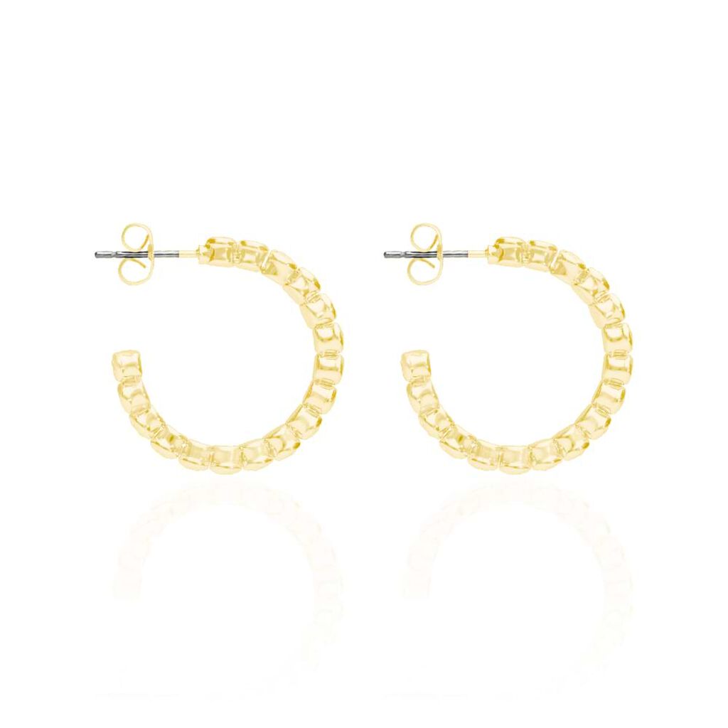 Orecchini a cerchio in metallo dorato e cristalli