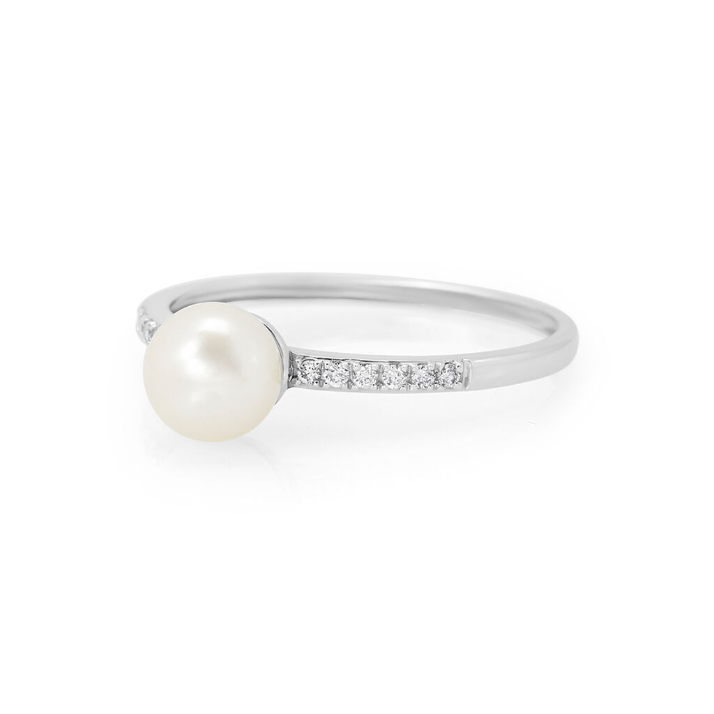 Anello Solitario Gabrielle Precious Oro Bianco Perla D'Acqua Dolce Diamante - Anelli con Pietre Donna | Stroili