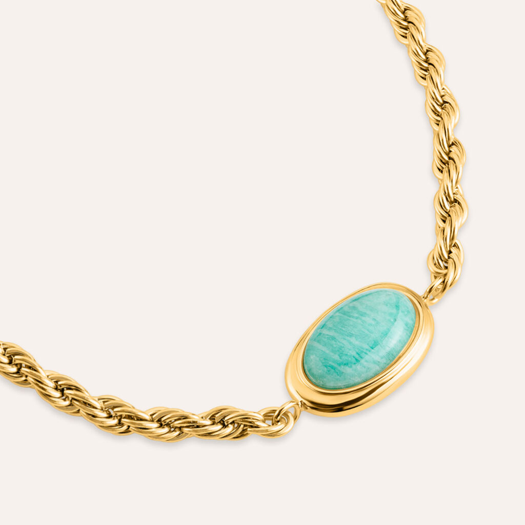 Bracciale Catena Radiance Acciaio Dorato Amazzonite