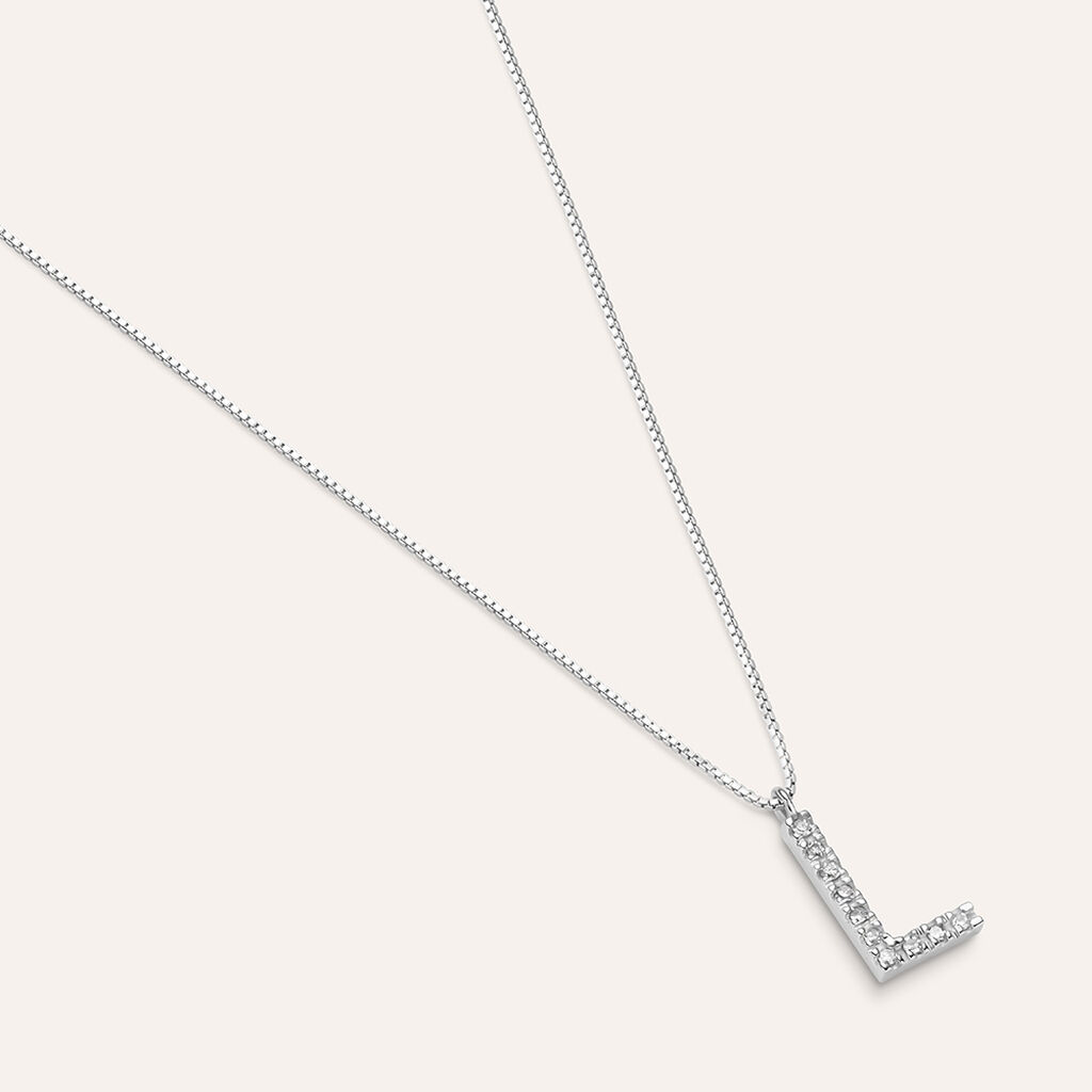 Collana Diamond Letters Oro Bianco Diamante - Collane Donna | Stroili