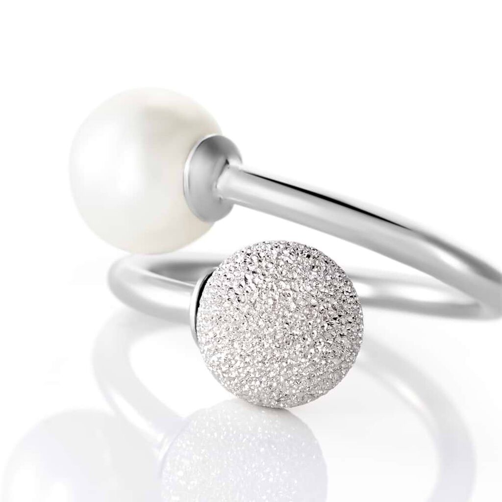Anello Contrarie Silver Pearls Argento Rodiato Perla sintentica - Anelli con Pietre Donna | Stroili