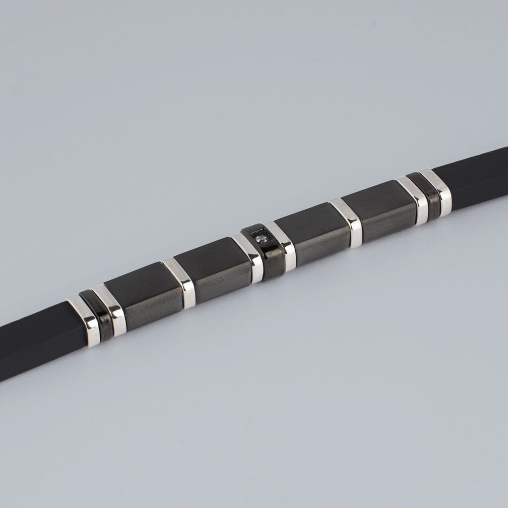 Bracciale Man Code Acciaio Bicolore Bianco / Nero Cubic Zirconia