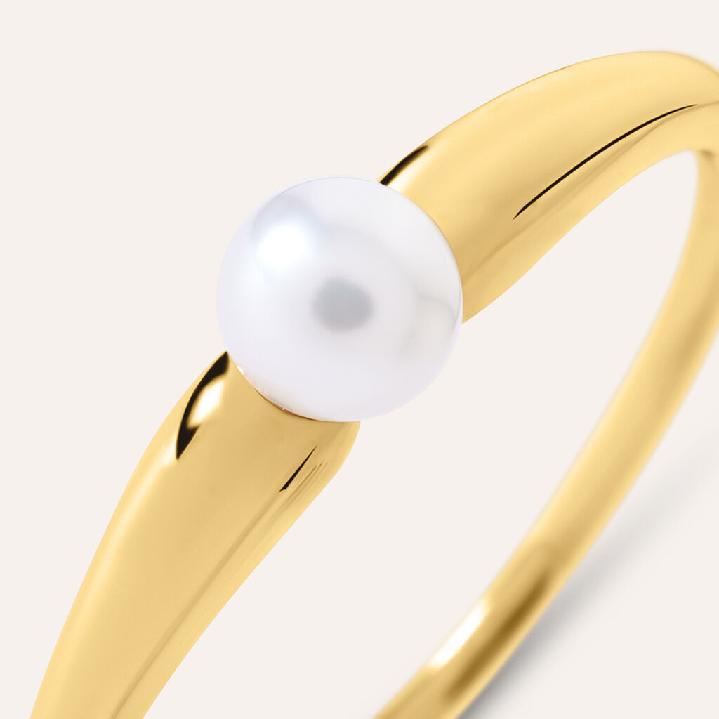 Anello Solitario Gabrielle Oro Giallo Perla D'Acqua Dolce