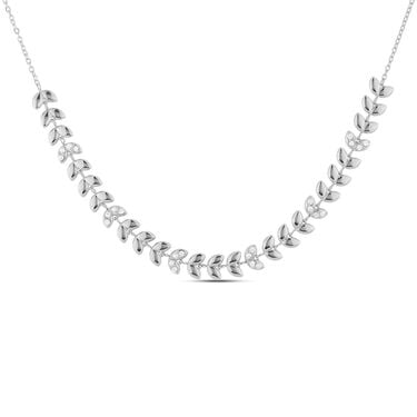 Collana Lady Chic Acciaio Foglie e Cristalli