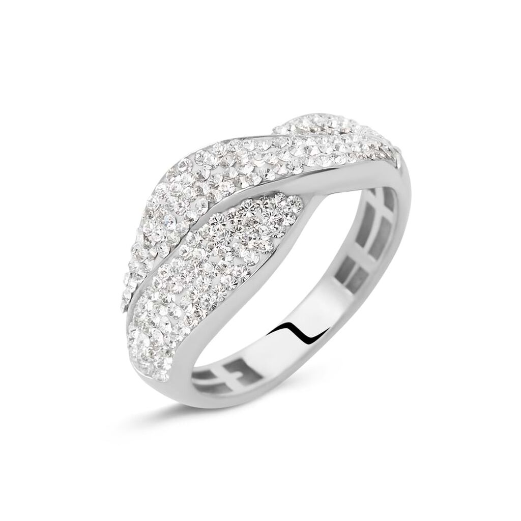 Anello Fascia Christelle Oro Bianco Cristallo