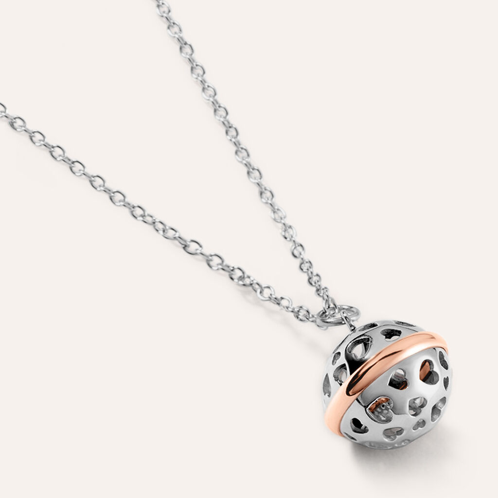 Collana Chiama Angeli Sunrise Acciaio Bicolore Bianco / Rosa