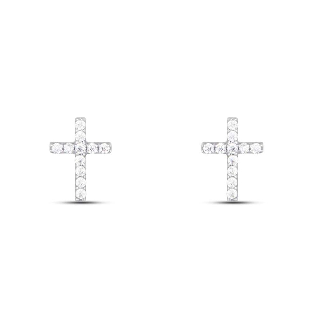 Orecchini Lobo Bon Ton Oro Bianco Cubic Zirconia - Orecchini a Lobo Donna | Stroili