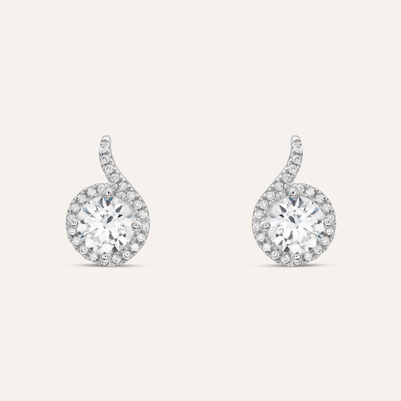 Orecchini Lobo Punto Luce Claire Oro Bianco Cubic Zirconia - Orecchini a Lobo Donna | Stroili