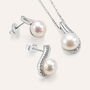 Orecchini Lobo Silver Pearls Argento Rodiato Cubic Zirconia Perla sintentica