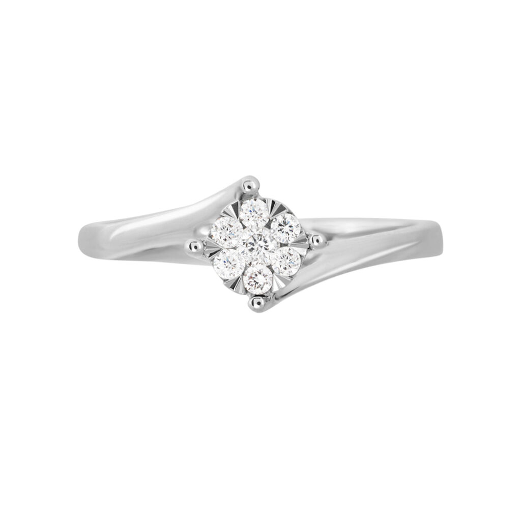Anello Solitario Petali Oro Bianco Diamante - Anelli con Pietre Donna | Stroili