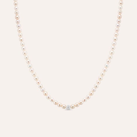 Collana Gabrielle Oro Bianco Perla D'Acqua Dolce Cristallo - Collane Donna | Stroili