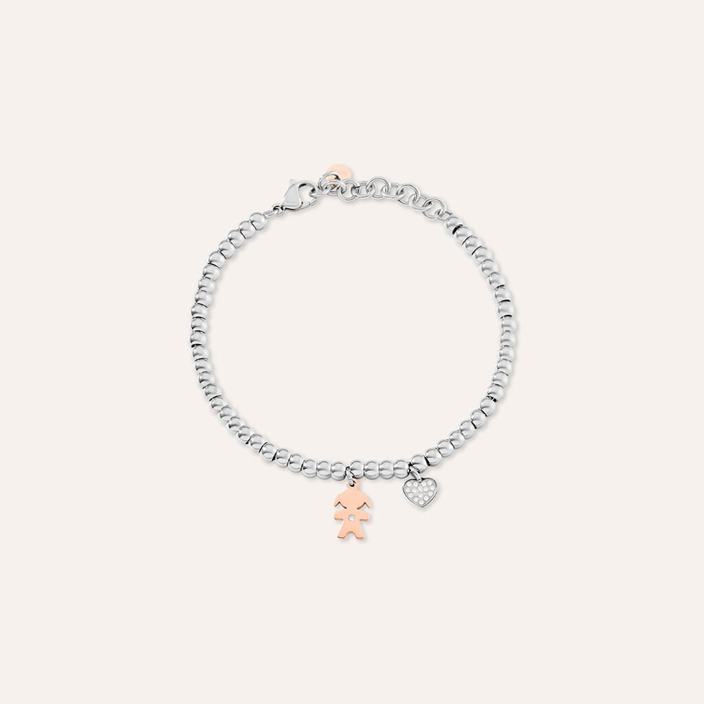 Bracciale Sunrise Acciaio Bicolore Bianco / Rosa Cubic Zirconia