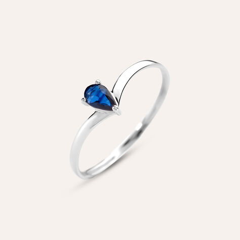 Anello Solitario Charlotte Oro Bianco Zaffiro - Anelli con Pietre Donna | Stroili