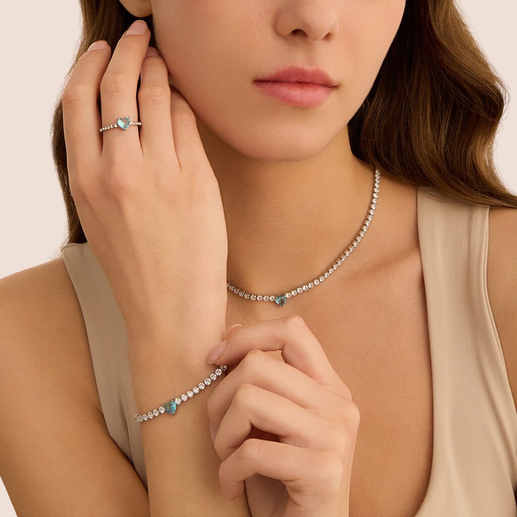 Bracciale Tennis Aura Acciaio Cristallo