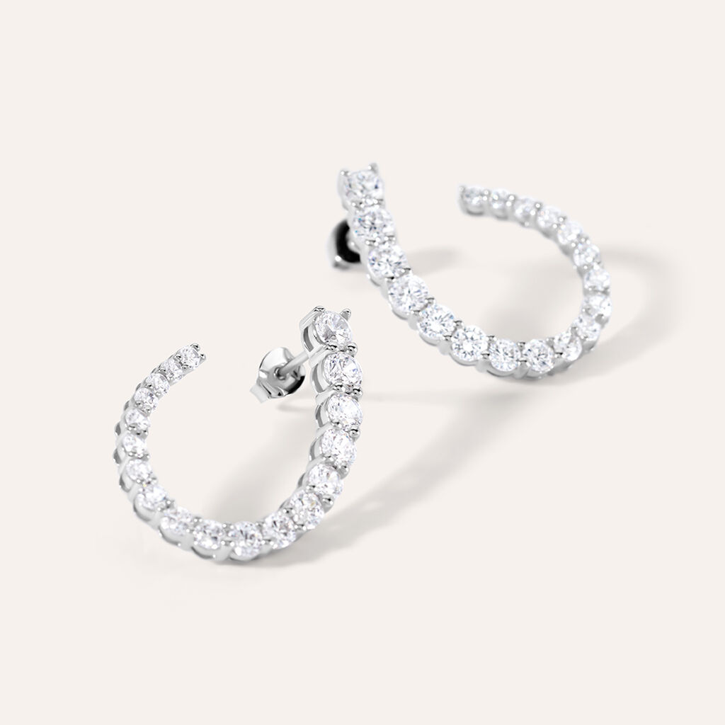 Orecchini Lobo Silver Elegance Argento Rodiato Cubic Zirconia