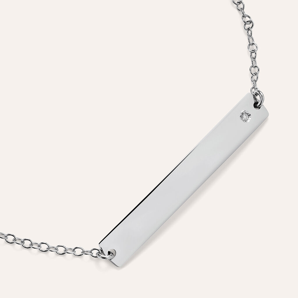 Bracciale Con Targhetta Silver Collection Argento Rodiato Cubic Zirconia