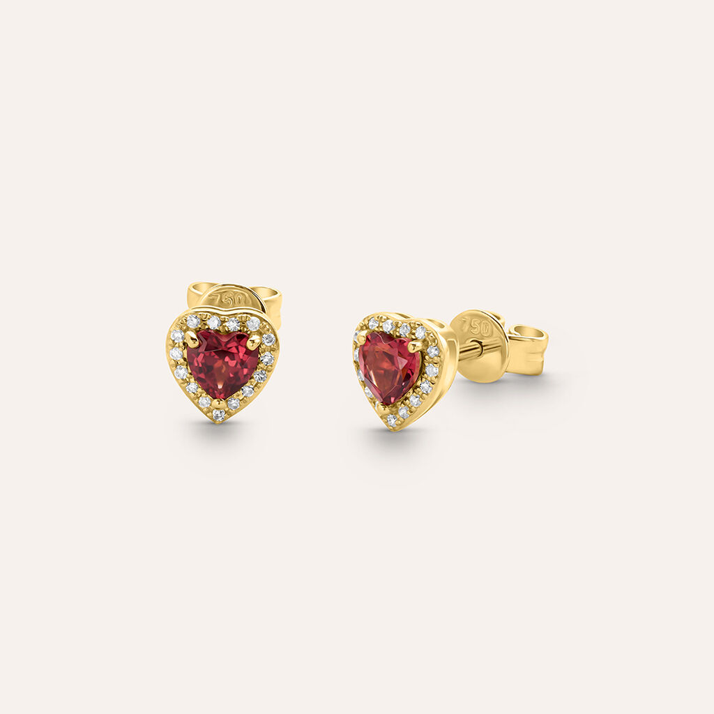 Orecchini Lobo Jasmine Oro Giallo Rodolite Diamante - Orecchini a Lobo Donna | Stroili