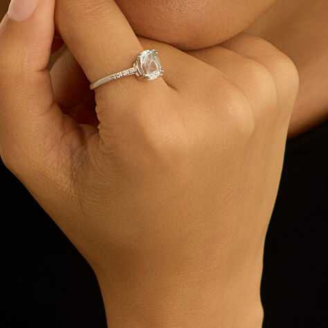 Anello Solitario Acquamarina Oro Bianco Acquamarina Diamante - Anelli con Pietre Donna | Stroili