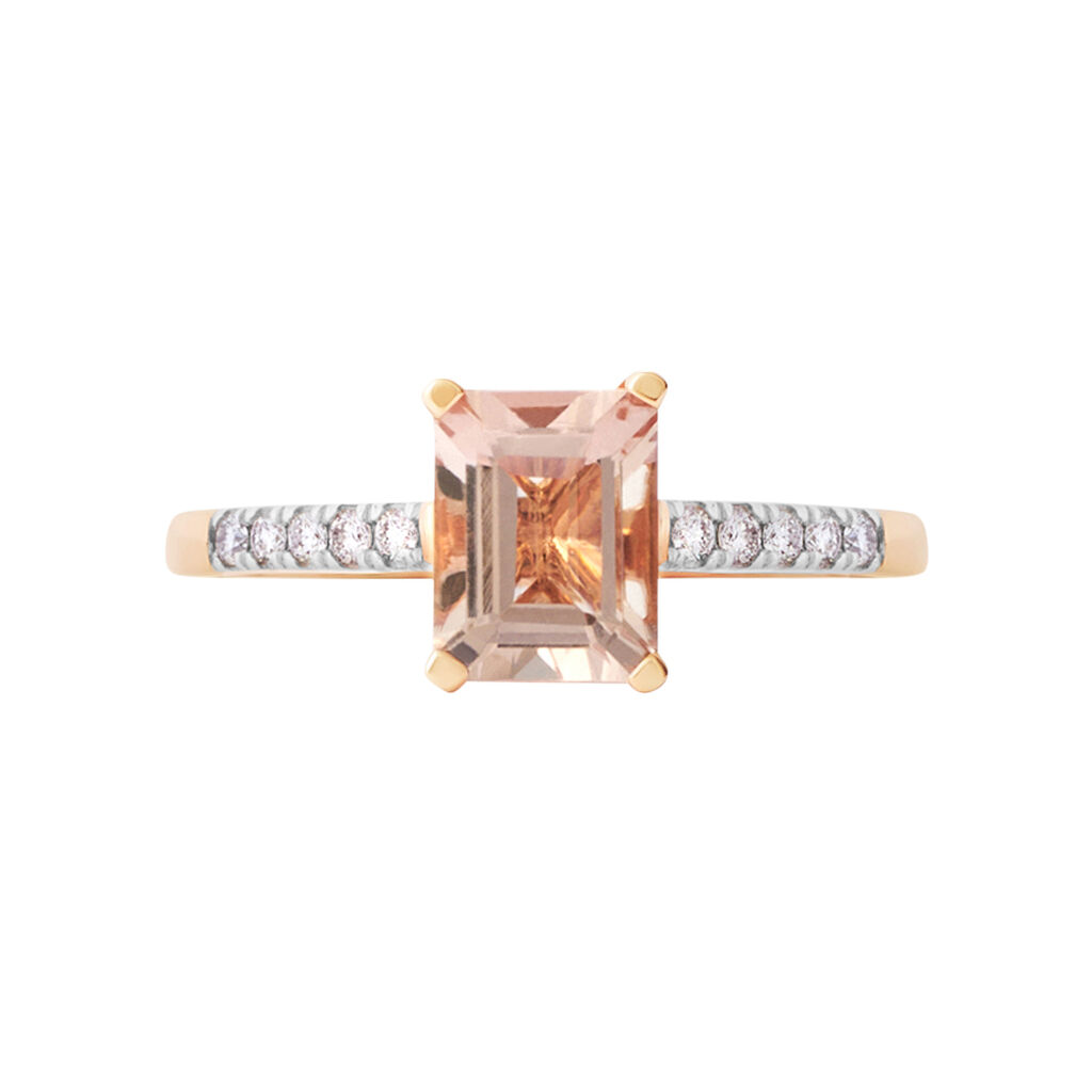 Anello Solitario Jasmine Oro Rosa Morganite Diamante - Anelli con Pietre Donna | Stroili