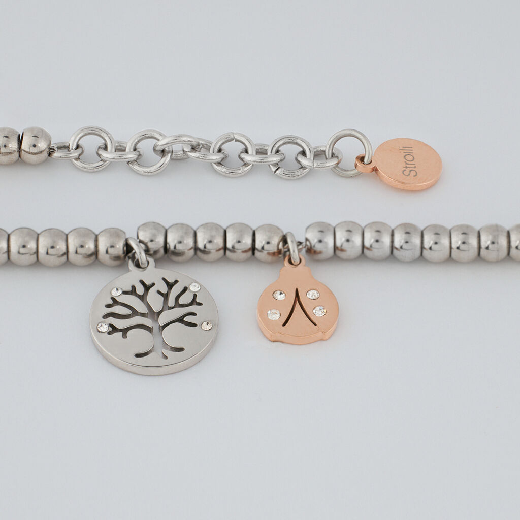 Bracciale Sunrise Acciaio Bicolore Bianco / Rosa Cristallo