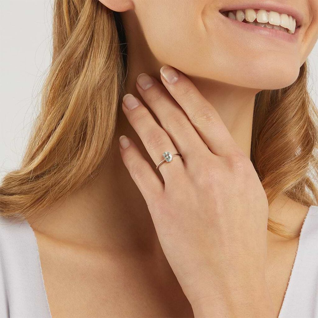Anello Solitario Acquamarina Oro Bianco Acquamarina - Anelli con Pietre Donna | Stroili