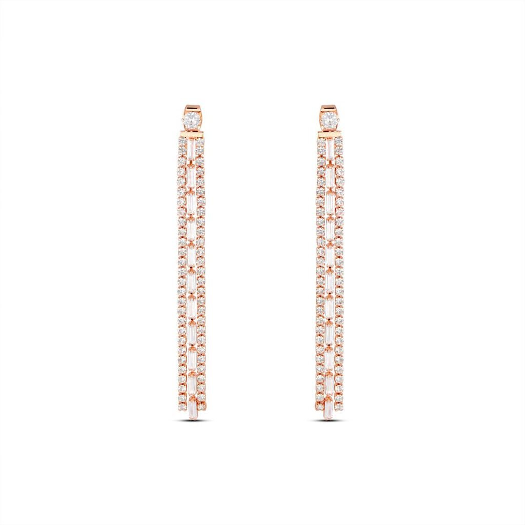 Orecchini Pendenti Tennis Romantic Shine Metallo Rosa Cristallo - Orecchini Pendenti Donna | Stroili