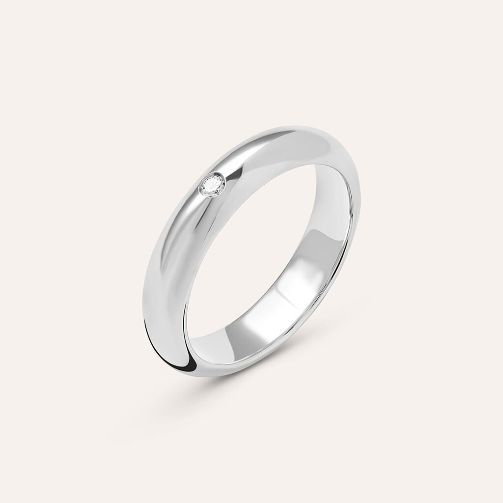 Fede Classica Leggera 4 mm Oro Bianco Diamante - Anelli con Incisione Unisex | Stroili