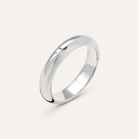 Fede Classica Leggera 4 mm Oro Bianco Diamante - Anelli con Incisione Unisex | Stroili